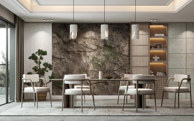 新中式家居餐厅3D模型下载